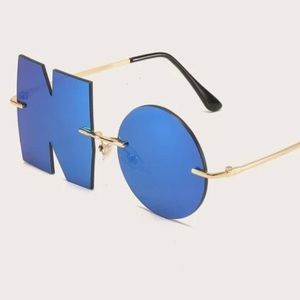 Letter Design Lens Rimless Sunglasses